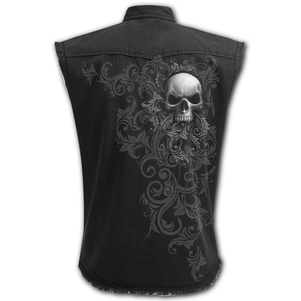 Spiral - SKULL SCROLL Ã„rmelloses Arbeitshemd - Schwarz